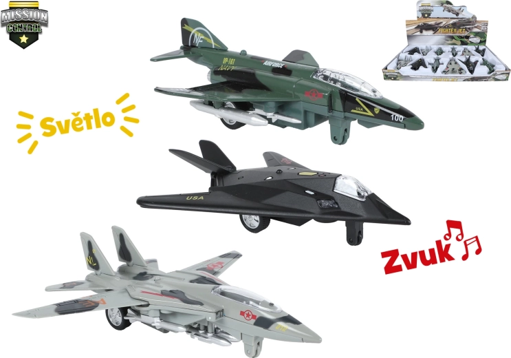 Mission Control Military Aircraft 15.5 cm with light, sound and pull-back action
