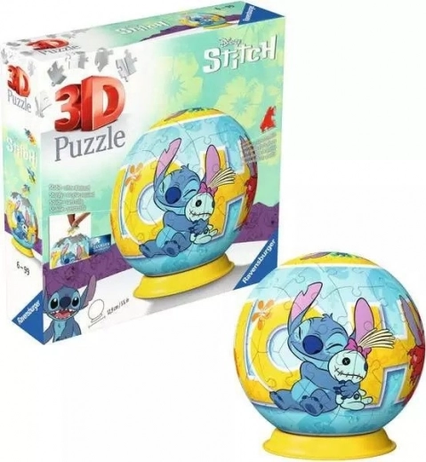 3D Puzzle Ball DISNEY Stitch, 72 Pieces on Stand