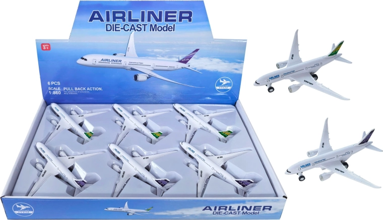 Metal Airliner airplane model with pull-back action 1:660