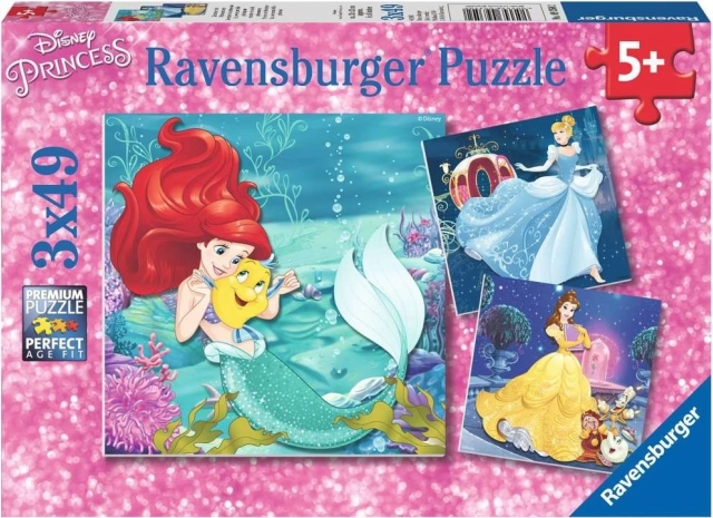 Пъзел Ravensburger Disney принцеси – Вечер с принцесите, 3×49 части