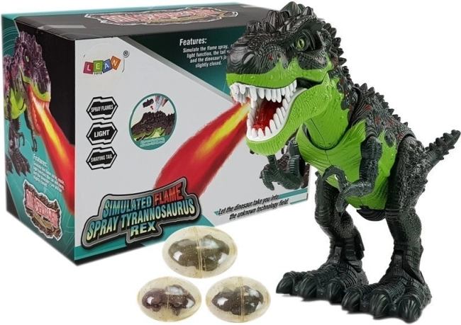 Interactive T‑Rex Dinosaur, Battery‑Powered – Lays Eggs and Emits Mist, Green