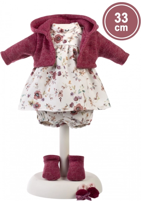 Llorens doll outfit – floral dress with jacket and accessories, 33 cm