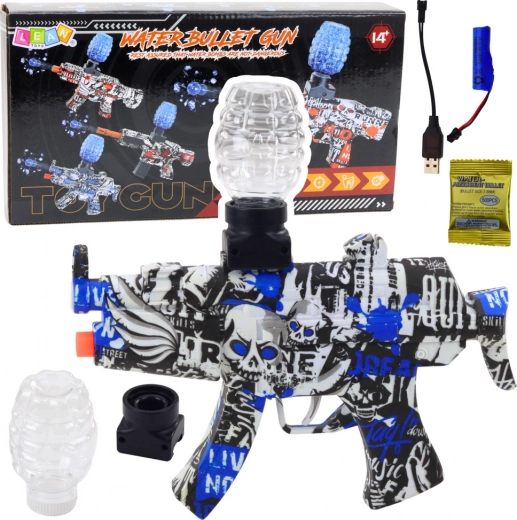 Electric gel blaster for water beads, graffiti white-blue - 1 piece
