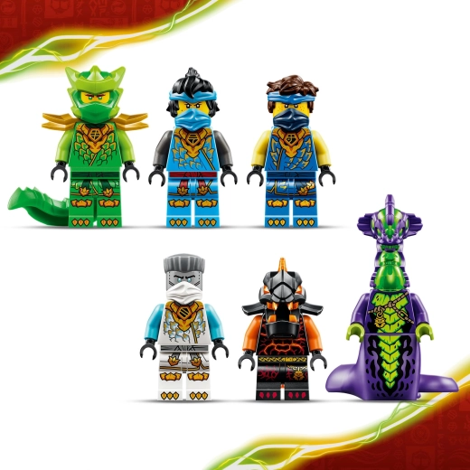 Six NINJAGO minifigures