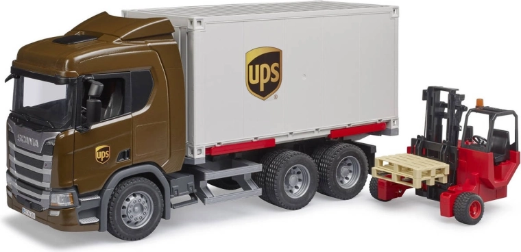 BRUDER Scania Super 560R UPS логистичен камион с мотокар