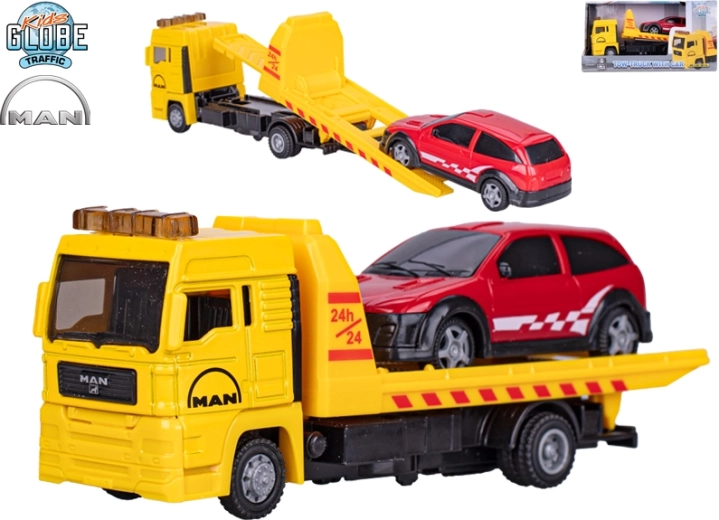 Kids Globe Traffic пътна помощ MAN – метален модел с лек автомобил 19 см