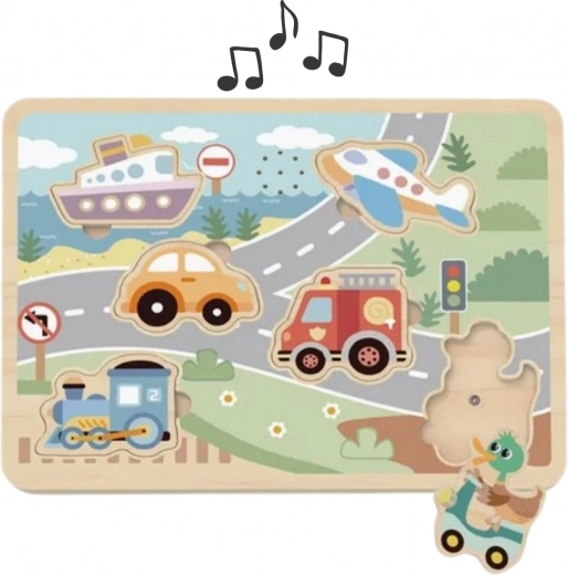 Tooky Toy wooden interactive vehicle puzzle