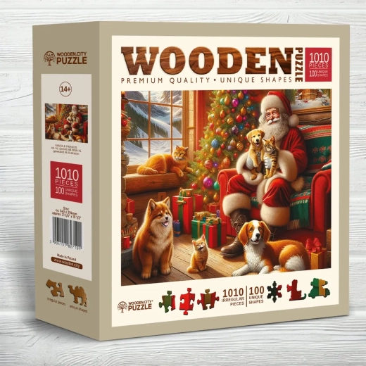 Дървен пъзел Wooden City Дядо Коледа и приятели 1010 части