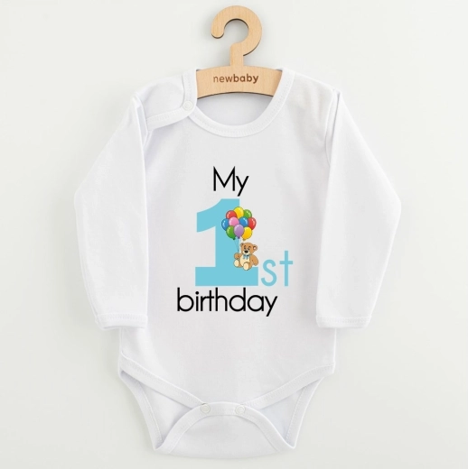 New Baby baby bodysuit My 1st birthday, blue, long sleeve