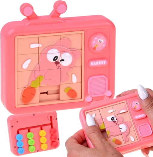 Double-sided sensory puzzle bunny – sliding puzzle and colorful maze - 1 piece
