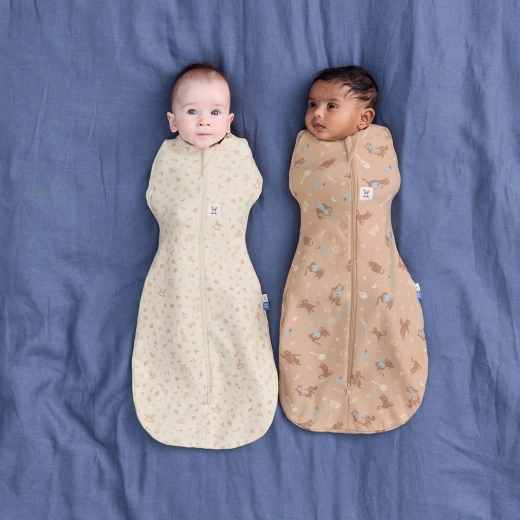 A swaddle and sleeping bag in one