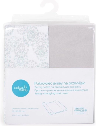 Ceba changing mat cover 50 × 70 cm (2 pcs) light grey + dandy
