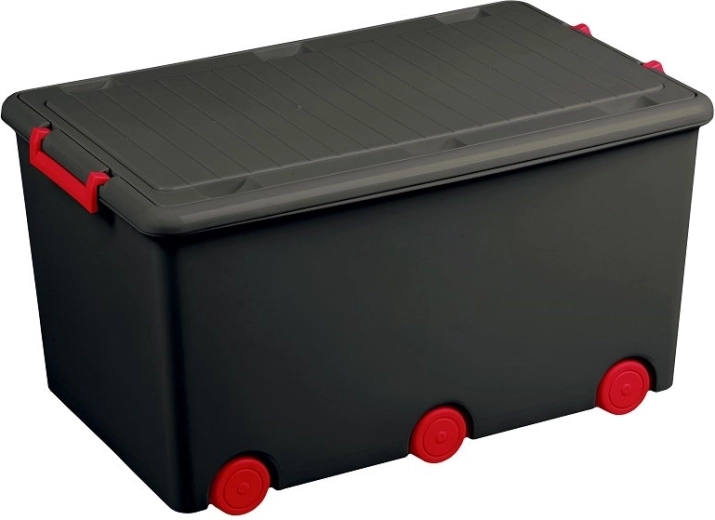 Multi-purpose toy storage box on wheels Tega grey