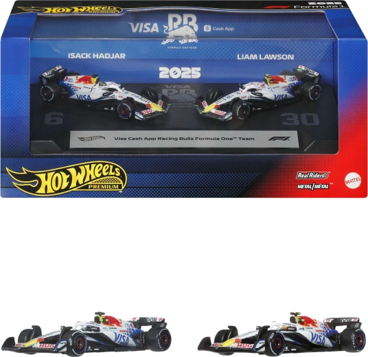 Hot Wheels Premium Formula 1 VCARB Liam Lawson and Isack Hadjar Die-Cast Single-Seater Set - 2 pcs