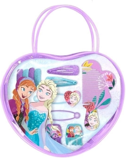 Чантичка във форма на сърце с аксесоари за коса Frozen - 1 брой