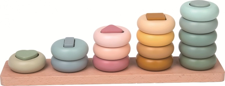 2kids toys wooden shape stacker – pastel Montessori toy