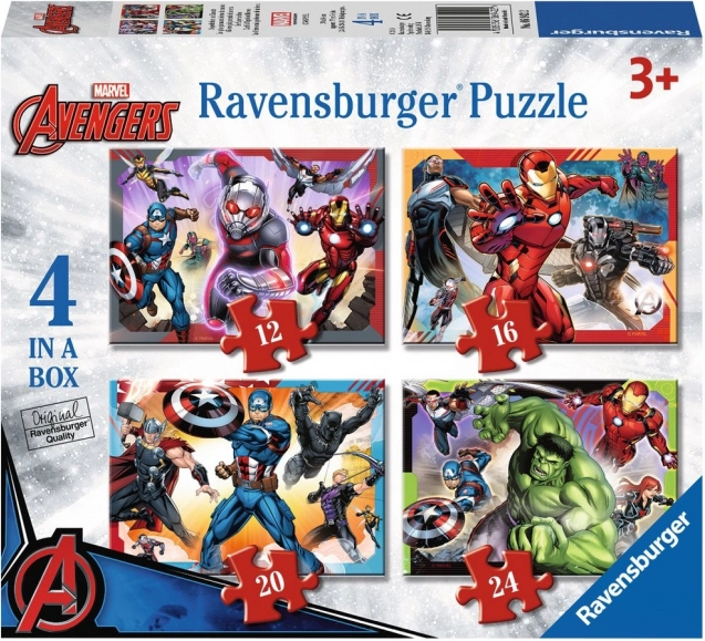 Пъзел Ravensburger Avengers: най-могъщите герои на Земята 4в1 (12–24 части)