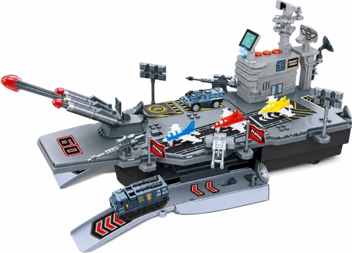 Aircraft carrier with runway and control tower