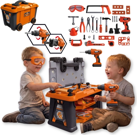 TinyMini Children's Workshop with Tools, 65 Pieces