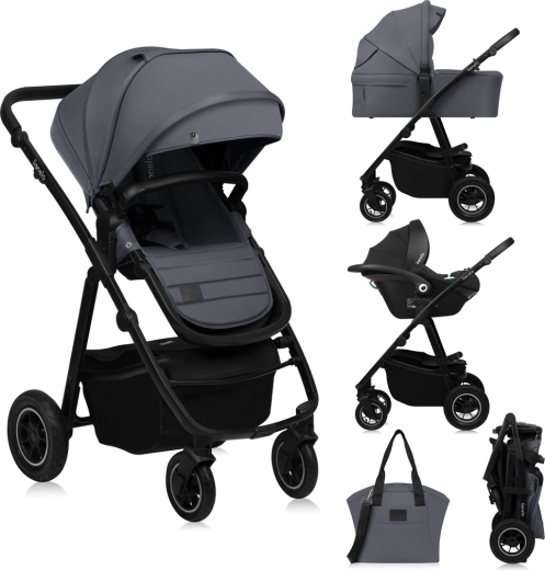 LIONELO amber plus 3-in-1 travel system stroller with Astrid i-Size car seat – Beige sand
