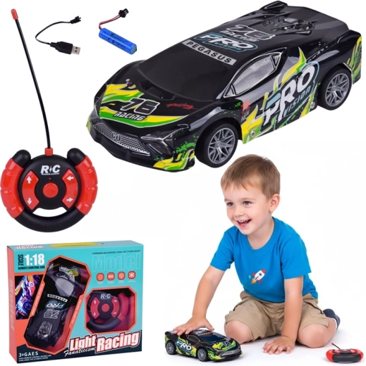 RC sports car with illuminated body 1:18 – Green