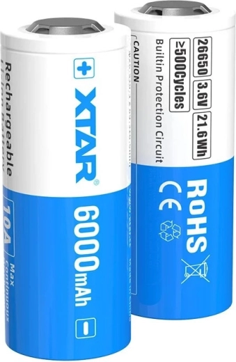 XTAR Li-ion battery 26650 6000 mAh 3.6 V with protection - 1 piece