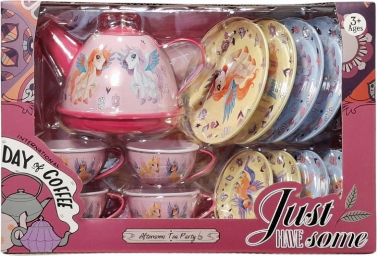 Metal tea set with unicorn motif - 1 piece