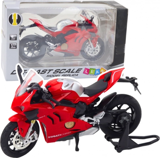 Metal sports motorcycle 1:12 with lights and sounds – red