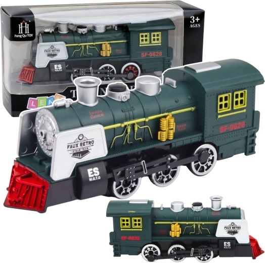 Classic Green Steam Locomotive with Smoke, Lights, Sounds, and Obstacle Sensor