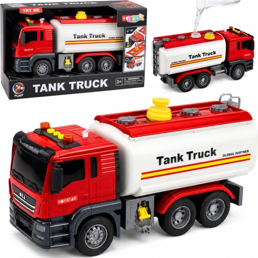 Играчка цистерна Tank Truck с водна система, светлини и звуци – червена