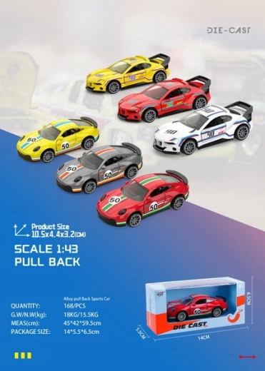 Metal Racing Car 10.5 cm with Pull-Back