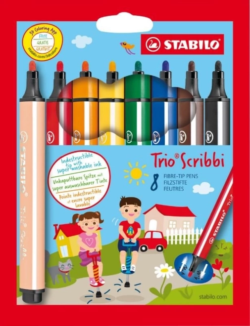 Комплект флумастери STABILO Trio Scribbi 8 бр.