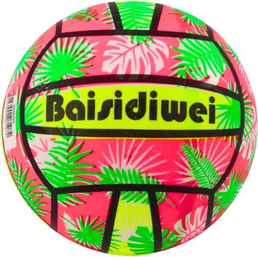 Rubber ball bright with leaves pink-green 24 cm