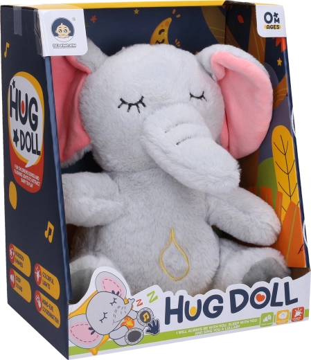 Breathing plush elephant with light and sound effects 30 cm