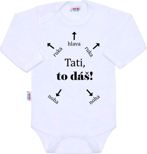 Бебешко памучно боди с дълъг ръкав NEW BABY – Тате, ти можеш!