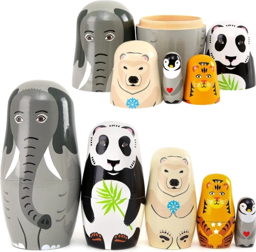 Wooden Animal Nesting Dolls – Set of 5