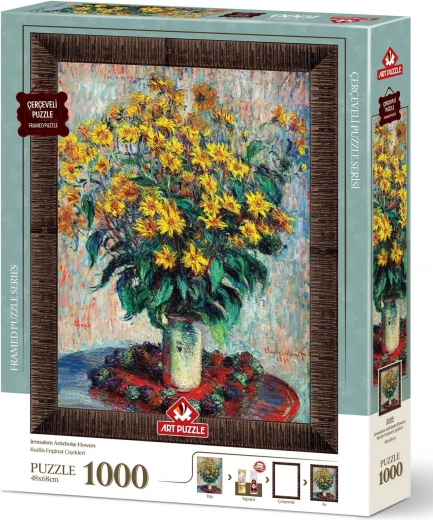 Puzzle with Floral Frame and Glue 3-in-1 Jerusalem Artichoke 1000 Pieces