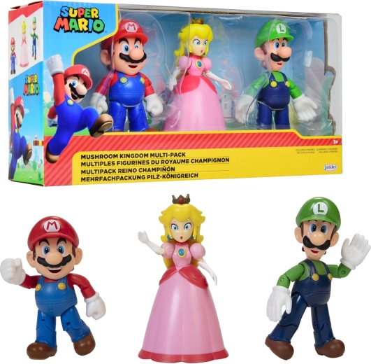 Фигурки Super Mario: Марио, Луиджи и принцеса Пийч 12 см