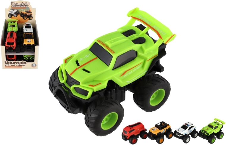 Friction-powered Off-road Cars – set of 4 types, 8 pcs in box