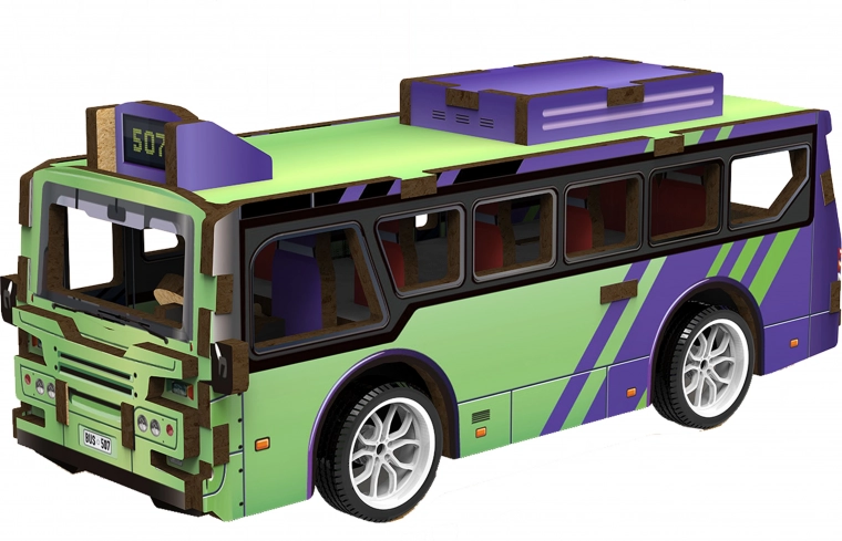 3D дървен пъзел Автобус