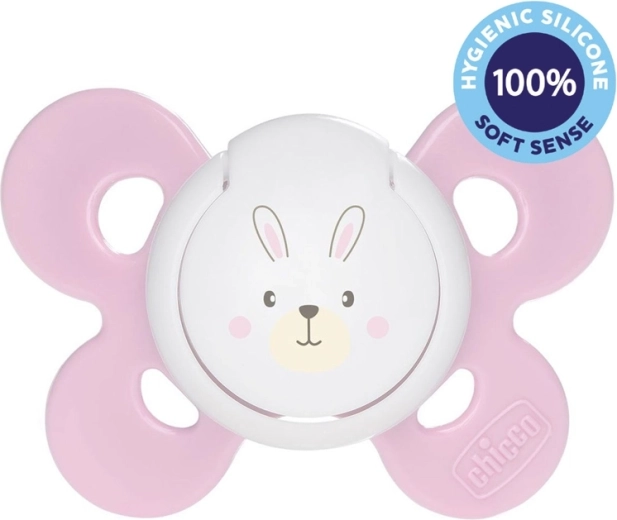 Chicco залъгалка Physio Comfort силиконова 2–6 м, момиче – зайче
