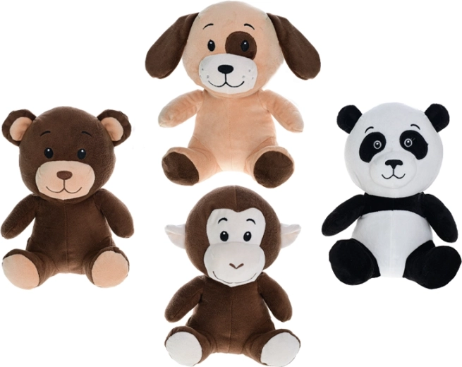 Plush Animals 25 cm – Sitting Bear, Panda, Dog and Monkey