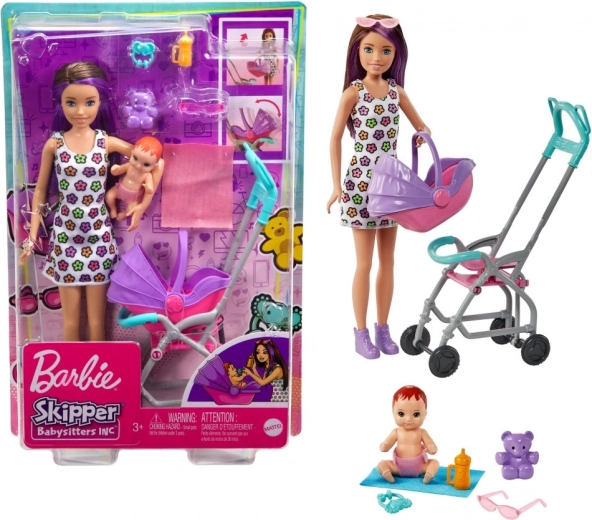 Barbie Skipper бавачка – количка с бебе и аксесоари