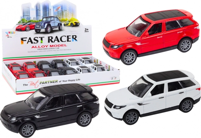 Metal Passenger Car 1:36 with Inertia Drive – black, white, red
