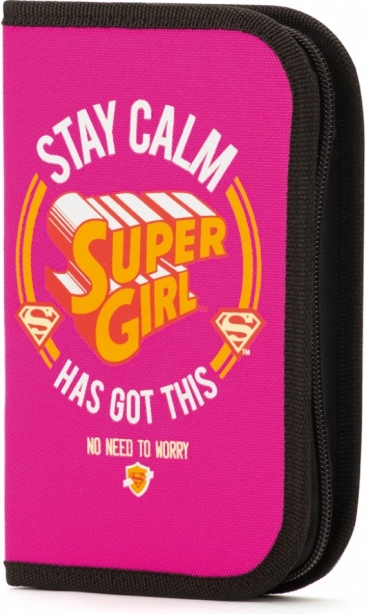 Super Girl stay calm School Pencil Case – single-compartment, no contents