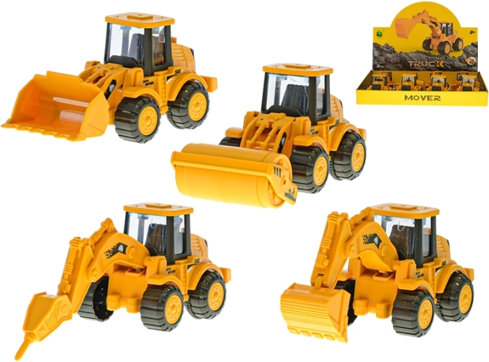 Construction vehicle 13 cm with flywheel, 4 types, 8 pcs in box