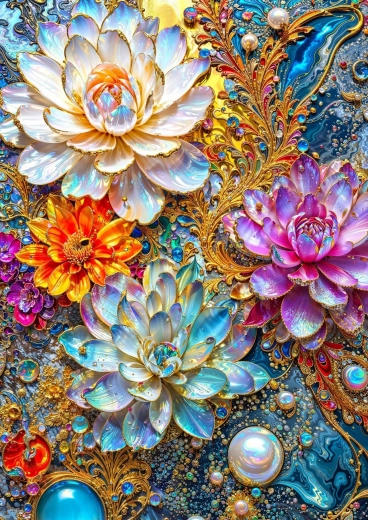 Pearlescent Water Lilies Puzzle 1000 Pieces