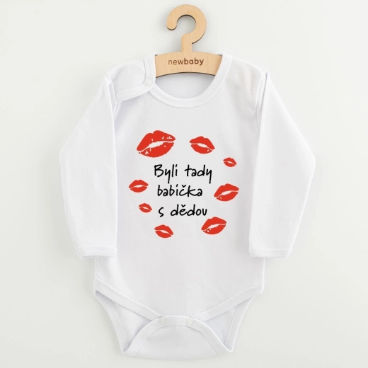 Детско боди с щампа New Baby – Тук бяха баба и дядо, дълъг ръкав