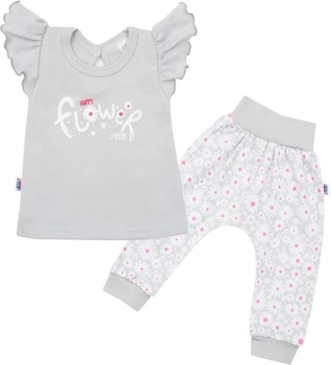 Children's cotton set New Baby Happy Flower, grey