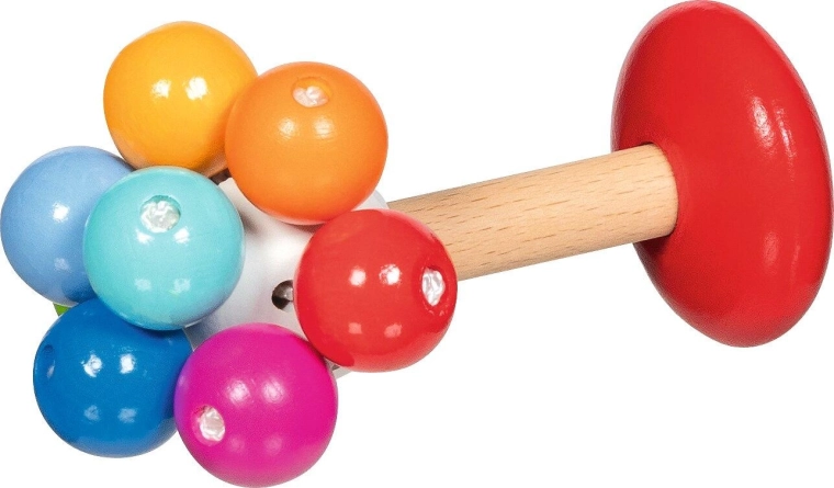 Wooden rattle with ring, rainbow - 1 piece